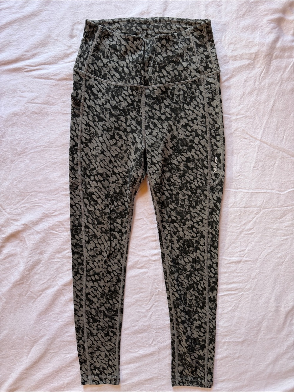 Icebreaker Gray and Black Leopard-Print Wool Leggings